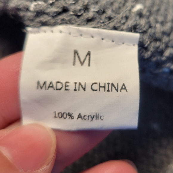 Ceasikery Asymmetrical Fringe Hem Faux‎ Wrap Sweater Womens Size M Pullover Gray - Picture 5 of 12